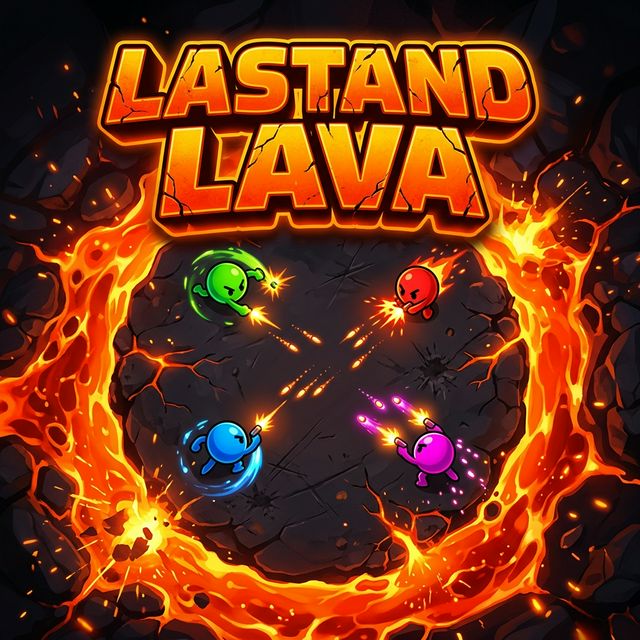 Blobs de colores luchan en una arena rodeada de lava